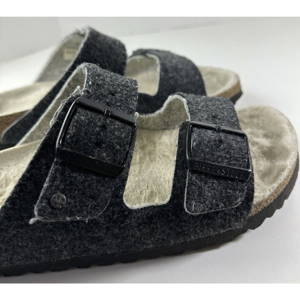 Birkenstock Arizona Shearling Sandal Charcoal Gray Cork Suede Women's 39 Size 8 - Picture 10 of 16